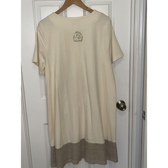 On The Rocks Khaki Linen Shift Dress Women’s Casual Boho Vacation USA Made Large - Picture 6 of 7